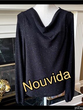 Nouvida Black Sweater W/Subtle Sparkle -Sz L